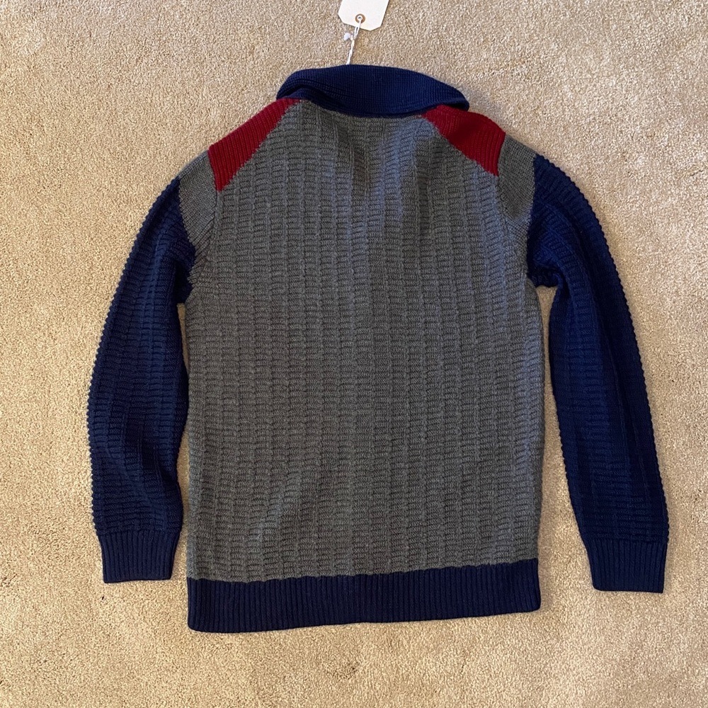 Propaganda Agency Cardigan Sweater - Navy, Gray, and Red - Picture 5 of 5